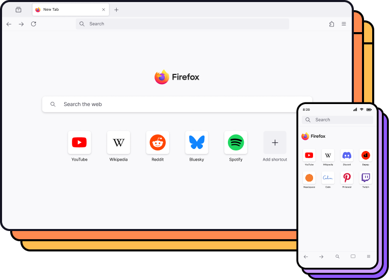 Firefox na počítači i mobilu.